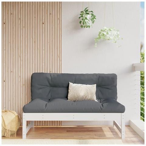 Divano Centrale Giardino Bianco 120x80cm Legno Massello Pino - Foto 1