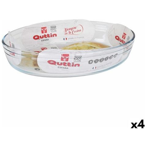 Pirofila Da Forno Quttin Trasparente 2,2 L Vetro Ovale 30,1 X 20,9 X 6,3 Cm (4 Unità) - Foto 1