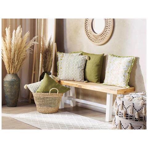 Cuscino Decorativo Syringa Cotone 45 X 45 Cm Geometrico Stampa A Blocchi Verde - Foto 1