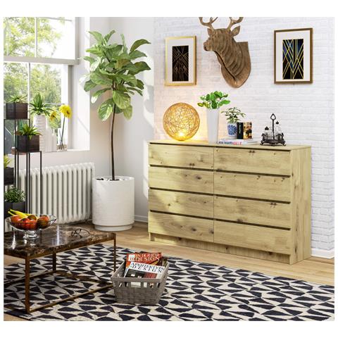 Cassettiera K160, 8 cassetti, 160x40x99 cm, Colore Quercia Artisan - Foto 4