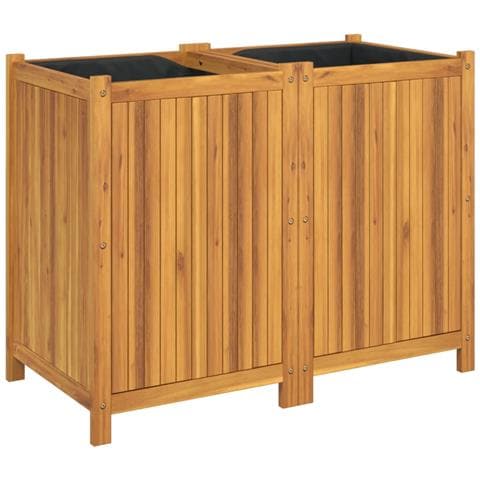 Fioriera Giardino Con Rivestimento 100x50x75 Cm Massello Acacia - Foto 2