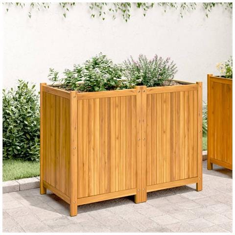 Fioriera Giardino Con Rivestimento 100x50x75 Cm Massello Acacia - Foto 3