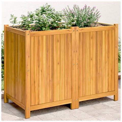 Fioriera Giardino Con Rivestimento 100x50x75 Cm Massello Acacia - Foto 1