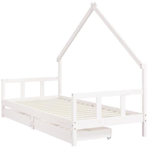 Giroletto Bambini con Cassetti Bianco 90x200cm Massello di Pino - Foto 2