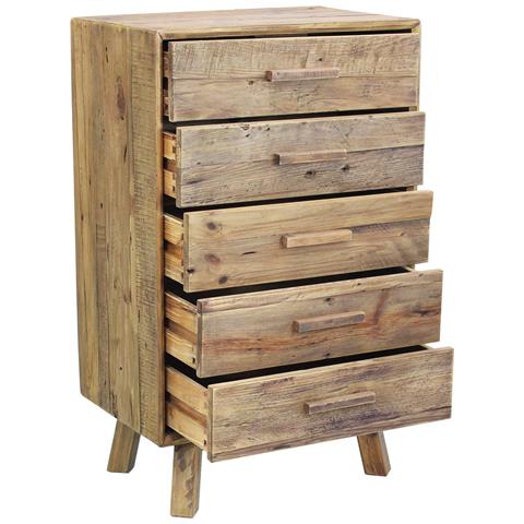 Cassettiera Con 5 Cassetti In Legno Di Pino 60x40xh100 Cm Wood - Foto 2