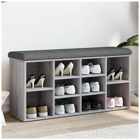 Panca Porta Scarpe Grigio Sonoma 102x32x50 Cm Legno Multistrato - Foto 1