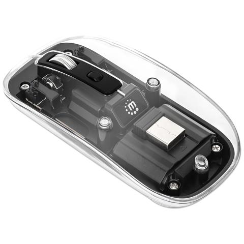 Mouse Ottico Wireless 800-1600 Dpi Con Micro Ricevitore Usb Nero Trasparente - Foto 2