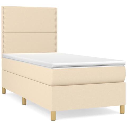 Giroletto A Molle Con Materasso Crema 90x190 Cm In Tessuto - Foto 1