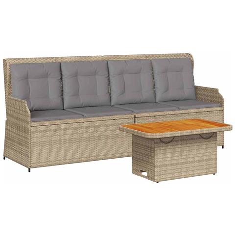 Set Divani Da Giardino 3 Pz Con Cuscini In Polyrattan Beige - Foto 1
