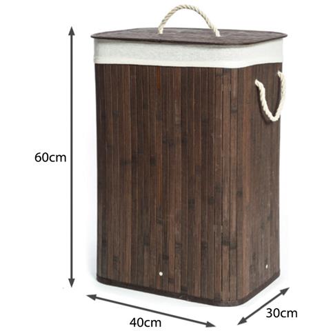 Cesta Portabiancheria Con Coperchio Contenitore Multiuso Bamboo Tinta Unita Cesta Marrone - Foto 2