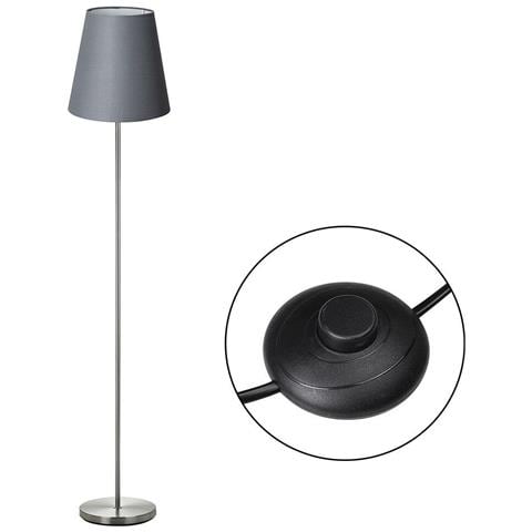 Lampada Da Terra Regolabile Bakaji Con Base Treppiede In Legno - Paralume In Tessuto, Altezza Max 145 Cm, Attacco E27, Design Moderno