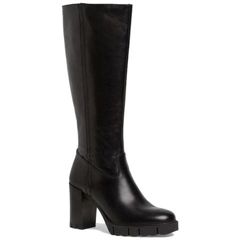 Black Classic Closed Long Heeled Boot Stivali Pelle Scarpe Donna Nero Eu 36, 1-25634-41 001 - Foto 1