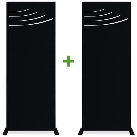 Set Di 2 Pannelli Decorativi Veleta Nero H.160cm Motivi Sul Piano - Foto 1