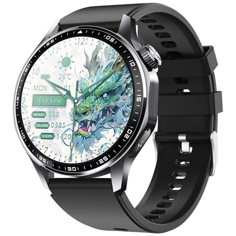 Smartwatch Con Ecg, Cardiofrequenzimetro, Pressione Sanguigna E Contapassi Black Silicone Strap - Foto 1