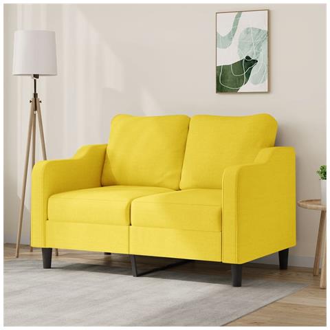 Divano A 2 Posti Giallo Chiaro 120 Cm In Tessuto - Foto 1