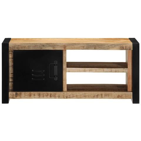Mobile Porta Tv 80x30x35 Cm In Legno Massello Di Mango Grezzo - Foto 3