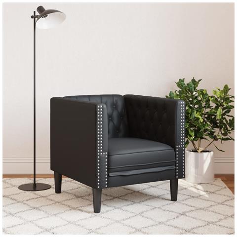 Poltrona Chesterfield Nera In Similpelle - Foto 3