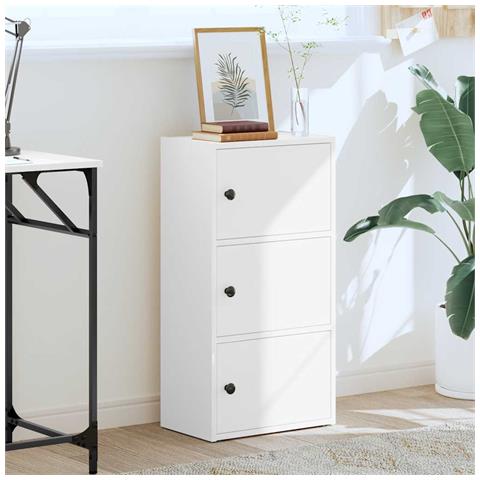 Libreria Bianca 40x24x77 Cm In Legno Multistrato - Foto 3