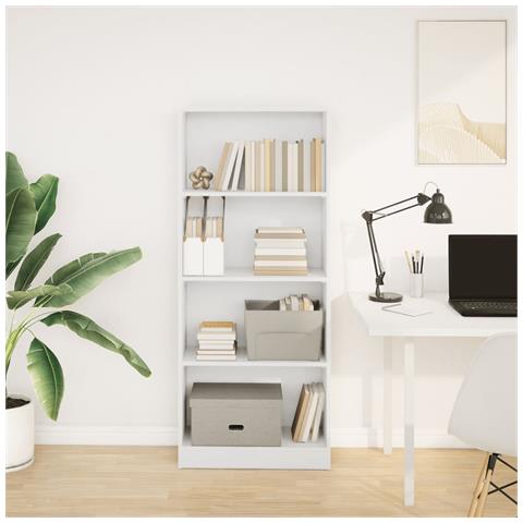 Libreria Bianca 60x24x143 Cm In Legno Multistrato - Foto 3