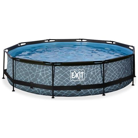 Piscina Fuori Terra - In Giro - 360x360x76 Cm - Grigio - Include Accessori Coordinati Cb96 - Foto 4