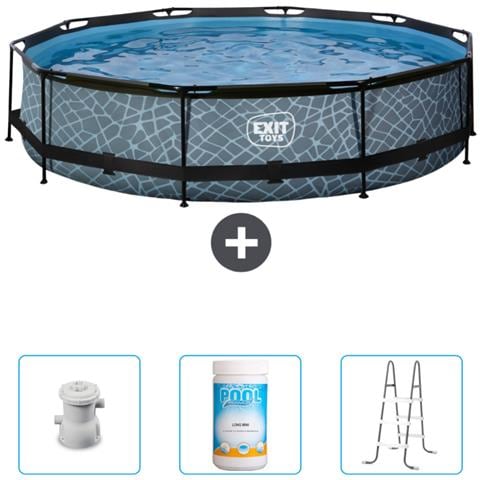 Piscina Fuori Terra - In Giro - 360x360x76 Cm - Grigio - Include Accessori Coordinati Cb96 - Foto 1