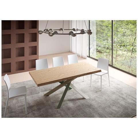Tavolo Fisso 90x180 Cm Versalux Scortecciato Rovere Gambe 4/a - Foto 5