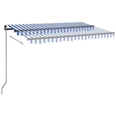 Lusso Casadino -  Tenda Da Sole Retrattile Manuale Con Led 450x300cm Blu E Bianca - Foto 2