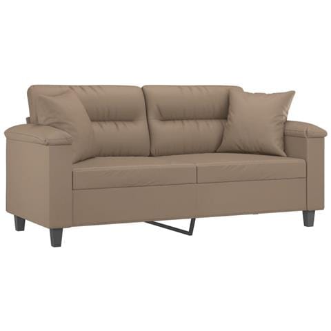 Divano A 2 Posti Con Cuscini Cappuccino 140 Cm In Similpelle - Foto 2