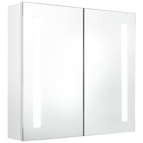 Lusso Casadino -  Armadietto Bagno Con Specchio E Led Bianco Lucido 62x14x60 Cm - Foto 1
