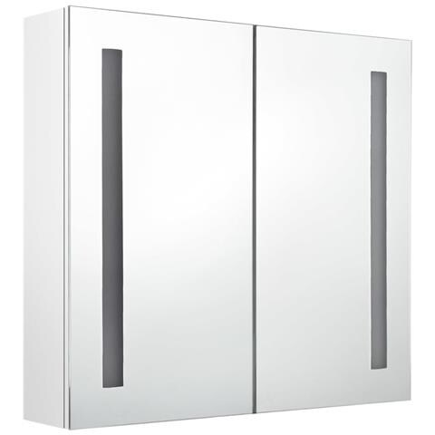 Lusso Casadino -  Armadietto Bagno Con Specchio E Led Bianco Lucido 62x14x60 Cm - Foto 2