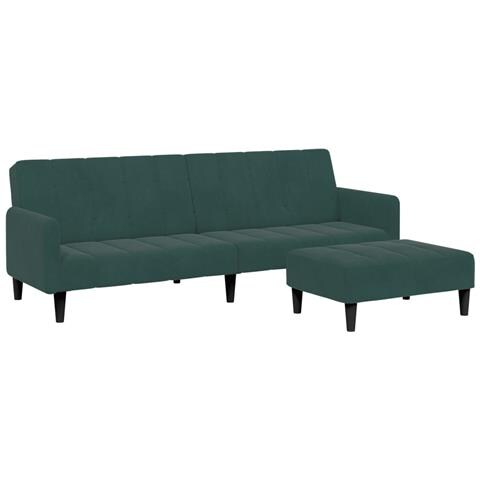 Lusso Casadino - Divano Letto A 2 Posti Con Poggiapiedi Verde Scuro In Velluto - Foto 1