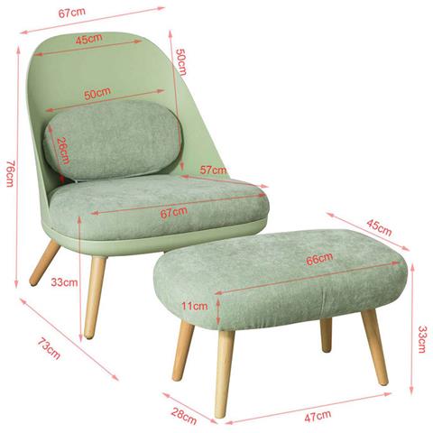 Sobuy Poltrona Con Poggiapiedi In Faggio 67x73x76cm Fst63-gr - Foto 2