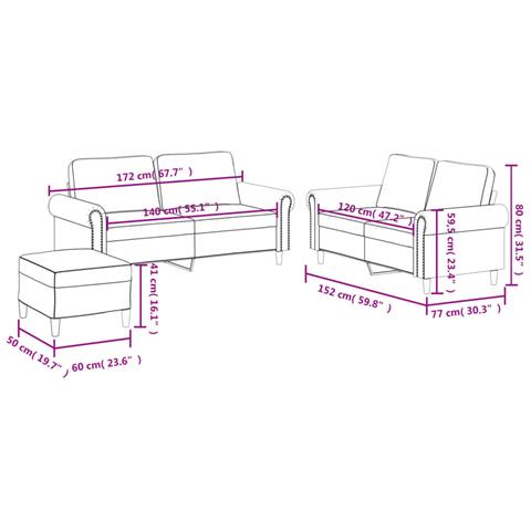 Set di Divani 3 pz con Cuscini Rosso Vino in Similpelle - Foto 9