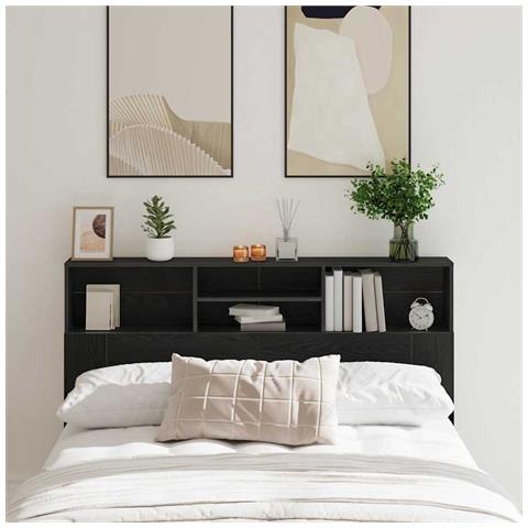 Mobile Testiera  in Rovere Nero - 160x19x103.5 cm Realizzato in Legno Ingegnerizzato - Foto 2