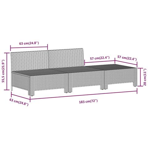 Set Divani da Giardino 7 pz con Cuscini in Polyrattan Grigio - Foto 9