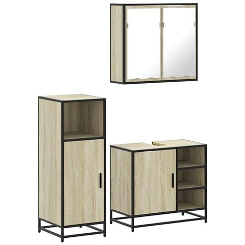 Set Mobili da Bagno 3 pz Rovere Sonoma in Legno Multistrato - Foto 1