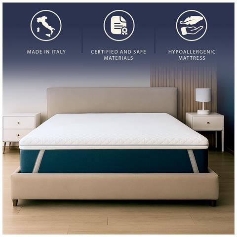 Topper 140x190 In Memory Foam A 9 Zone Differenziate | Alto 10 Cm | Rivestimento Sfoderabile In Tessuto Pure Anallergico | Made In Italy - Foto 2