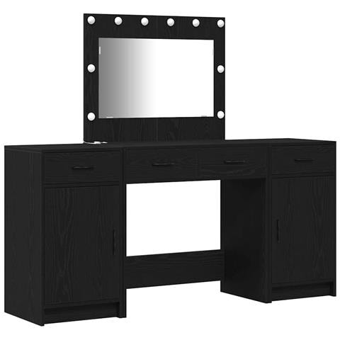 Tavolo da Trucco 3 pcs Nero 40 x 41 x 75 cm Legno multistrato - Foto 1