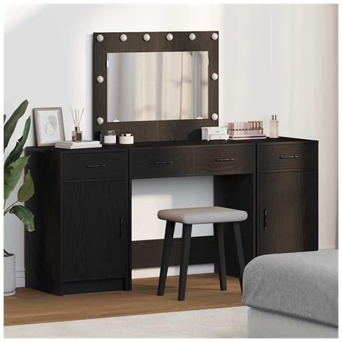 Tavolo da Trucco 3 pcs Nero 40 x 41 x 75 cm Legno multistrato - Foto 2