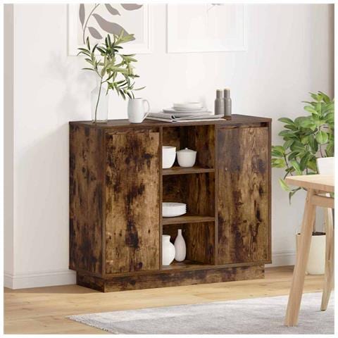 Credenza Rovere fumé 90 x 32 x 75 cm Legno multistrato - Foto 2