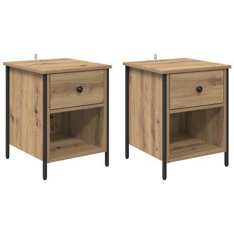 Armadio da Notte 2 pcs rovere artigianale 40 x 42 x 50 cm - Foto 1