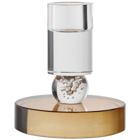 Portacandela Hn21 - Oro - Vetro - 8,5x8,5x10 Cm - Foto 1