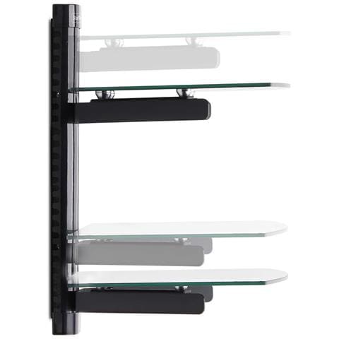 Mensola da Parete in Vetro Temperato per Apparecchiature A /V - 2 Ripiani lisci sotto /sopra TV /Monitor regolabili in altezza per dispositivi Audio /Video - Foto 2