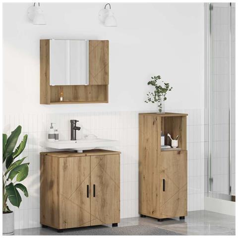 Set di mobili per il bagno con porta 3 pcs Rovere artigianale - Foto 2