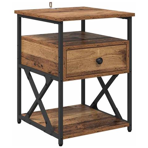 Armadio da Notte con cassetto Legno vecchio 40 x 42 x 55 cm - Foto 1