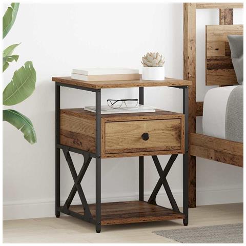 Armadio da Notte con cassetto Legno vecchio 40 x 42 x 55 cm - Foto 2