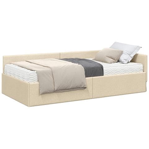 Struttura Letto Angolare con Materasso 2 pcs Crema Tessuto - Foto 1