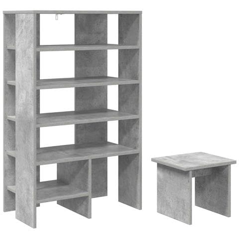 Mobile per scarpe 2 pcs Grigio cemento Legno multistrato - Foto 1