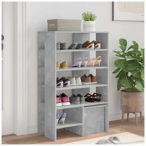 Mobile per scarpe 2 pcs Grigio cemento Legno multistrato - Foto 2