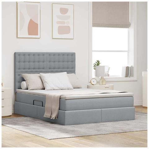 Letto con contenitore e materasso Grigio chiaro 140 x 200 cm - Foto 2